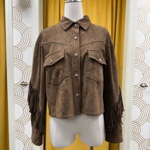 Blank NYC Brown Suede Fringe Jacket